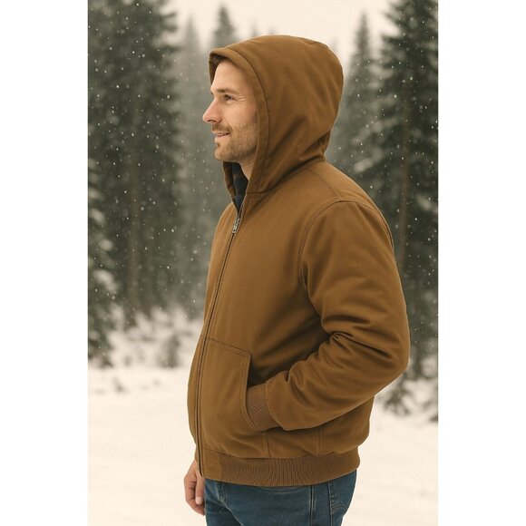 Woolrich Other - Woolrich M Men Coat Canvas Hooded Jacket Plaid Kangaroo Pocket Winter Hoodie